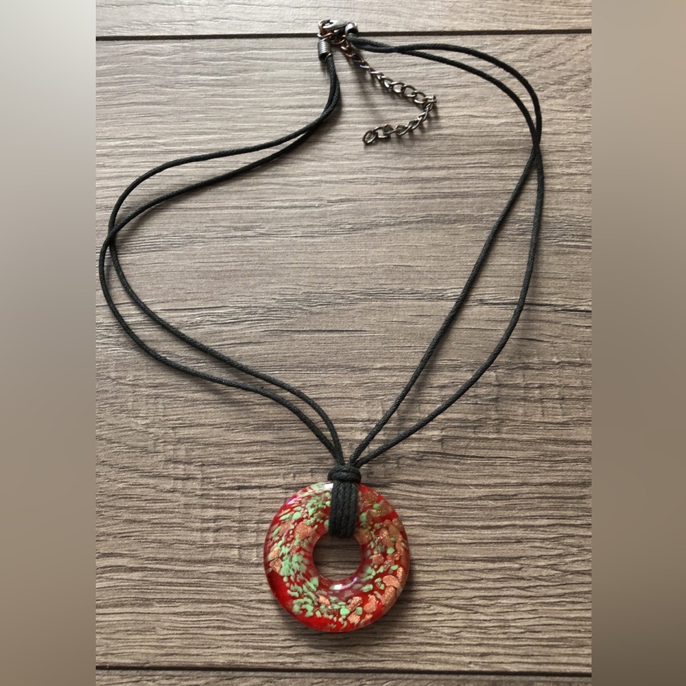 HANDMADE resin necklace (by me) ❤️ on an adjustable lobster claw for layering!!